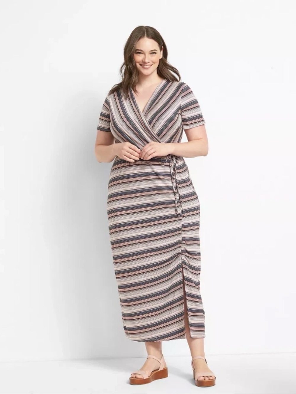 Lane Bryant Striped Wrap Midi Dress Size 22/24